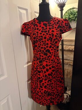 Betsey Johnson Red and Black Leopard-Print Mini Dress